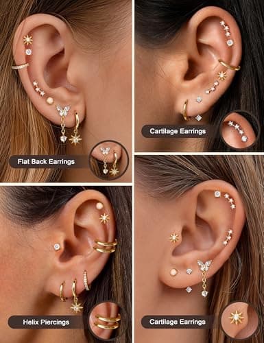 Adramata Paires de Boucles d'Oreilles Femme Acier Inoxydable Petits Créoles Or Argent
