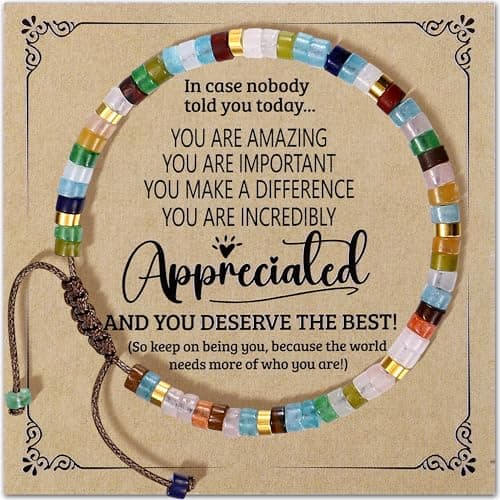 Bracelet Pierre Naturelle Femme Motivation Amitié Fait Main en Cristal Cadeau — Couleur-Carte Appréciée