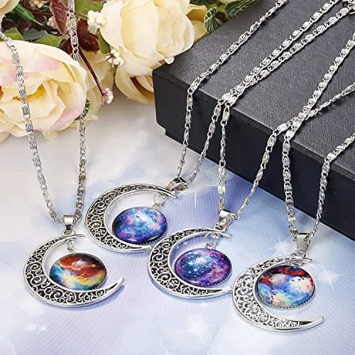 Adramata 12 Pcs Croissant de Lune Pendentif Colliers pour Femmes Meilleur Ami Bijoux Planète Ensemble d'Amitié Cadeaux F