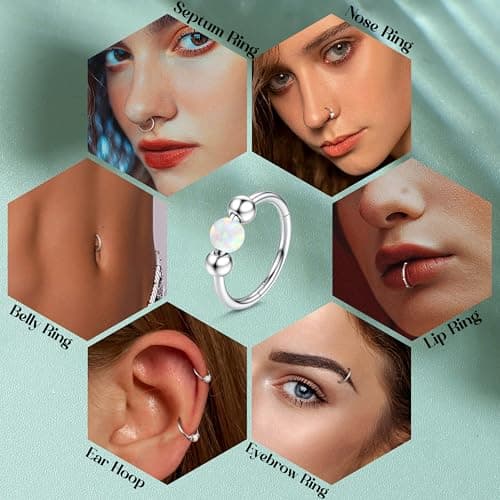 JeweBella Anneaux de Piercing Segment Clicker 16G/18G Argent Acier Chirurgical pour Nez et Piercing Septum Lèvre Helix T