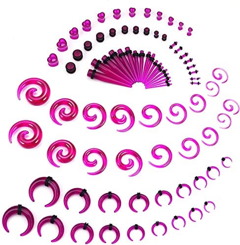 Adramata Écarts Oreilles 98 Pièces Acrylique Cône Piercing Écarts Oreille Ensembles pour Expanding Oreille Tatouage
