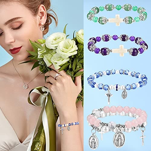 Bracelet Catholique Croisé Cristal Adramata Recyclé Femelle Bohème 8PCS