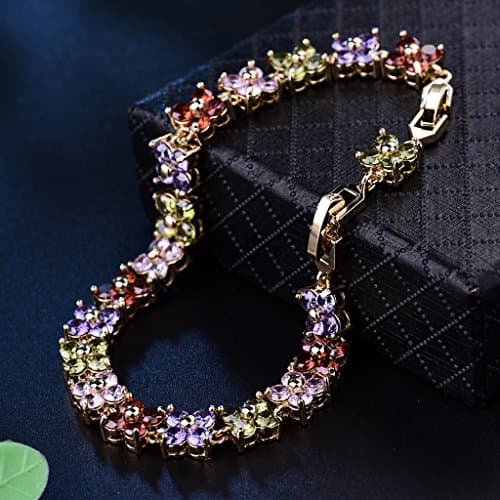 GULICX Bracelet Cristal Carré Simple en Or Plaqué Zircon Cubique Bijoux pour Femme Naturel Mignon