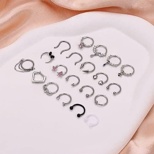 Adramata bijoux oreilles acier chirurgical septum nez CZ conch cartilage tragus helice 20 pièces 16G standard rekyclé 10