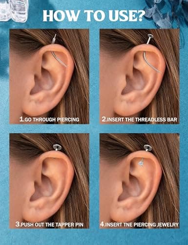Adramata Piercing Oreille Acier Inoxydable Boucles d'Oreilles Femme Sans Fil Piercing Helix Or Argent Boucles d'Oreilles