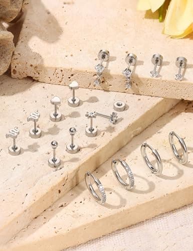 Adramata Boucles d'Oreilles Femme Acier Inoxydable Or 18 Carats Piercing Tragus Store Américain