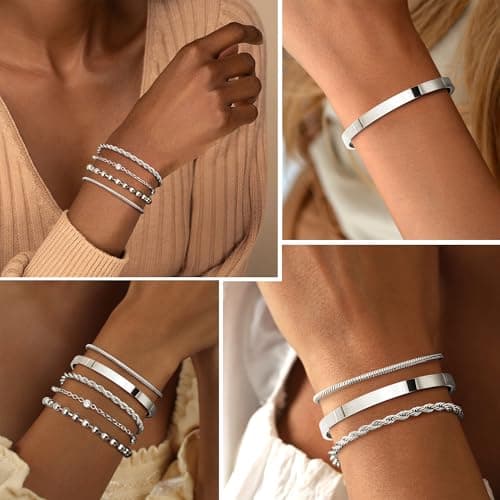Adramata Chaîne Bracelets Or Acier Inoxydable Femme Réglable Fantaisie Empilables Imperial Standard 100