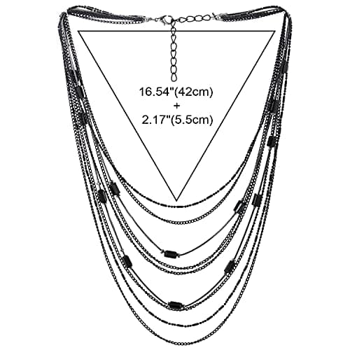 COOLSTEELANDBEYOND Déclaration Choker Collier Cascade Multi Couches Chaîne pour Femmes ModeUSES EveilBienfait 16-18CM Lo