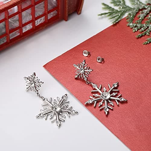Adramata Boucles d'Oreilles de Noël en Argent Sterling 925 pour Femme Boucles d'Oreilles Poste Flacon de Neige Cife CZ