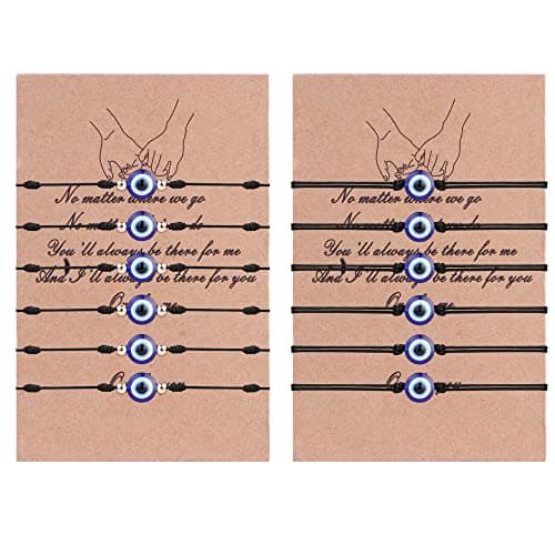 Adramata Oeil Turco Bijoux Femmes Hommes - Porte Bonheur Réglable Tressé Recycled Porte-Bonheur 12 Pièces Noir Rouge — Tout Noir