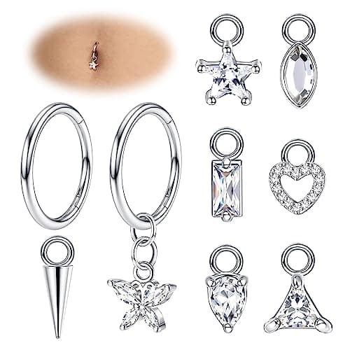 Adramata Piercing Nombril Acier Chirurgical pour Femme Grossesse Anneaux Recycled Claim 14G 100% Écologique — Argent-10MM