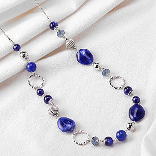 Colliers en perles pour femme - Bijoux Bohémiens en argent avec cristaux - Idée de cadeau fête des mères