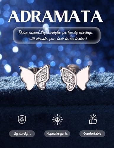 Adramata boucles d'oreilles femme papillon argent sterling 925 cristaux publiques femmes filles événements Recycled Clai