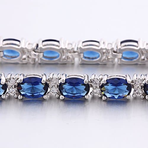 Bracelet GULICX Femme Saphir Cristal Amethyst Oxyde de Zirconium Pour Femme Oxyde de Zirconium Bleu Coupe Romain