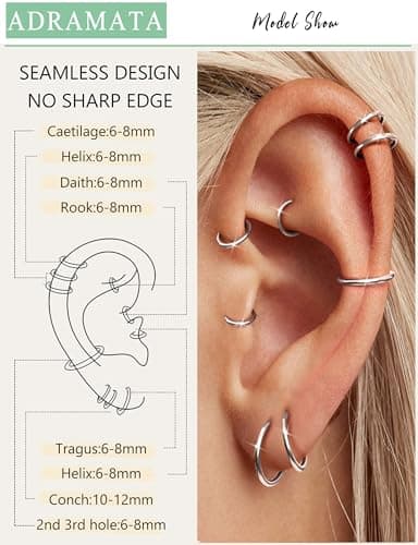 Accessoires de Piercing Adramata Helix et Cartilage 6-12mm 16G pour Hommes Femmes