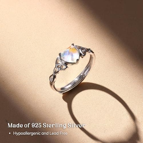 Milacolato Bague Triangle Celtique Pour Femme Adjustables Argent 925 Ovale Rond Coeur Zirconium Bague Bijoux Recyclée Ca