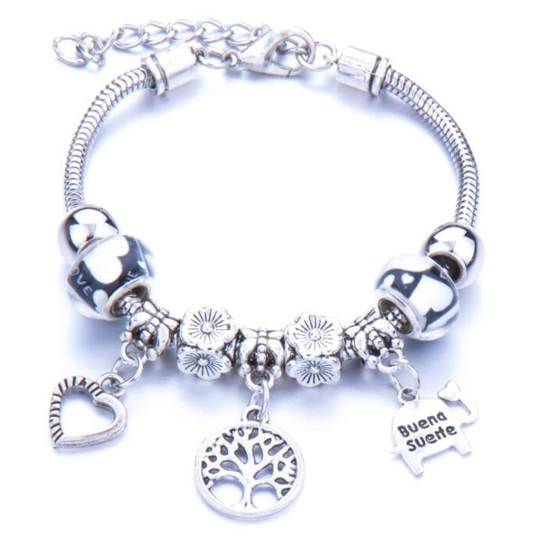 Bracelet Yean argent perles d'arbre women and girls chaîne breloques pour accessoires casually-worn trendy-design 8mm