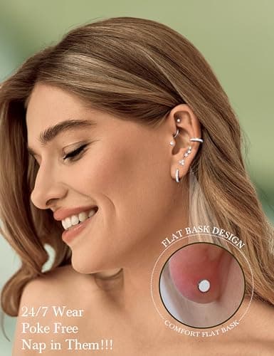 Adramata Piercings Oreilles Acier Inoxydable Boucles Femme Sans Fil Tragus Conch Nez Labret Cartilage