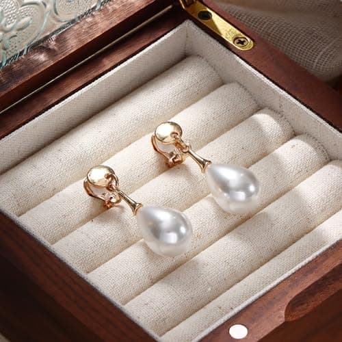 Clip d'oreille perle Adramata Femmes Boucles d'Oreilles Pendantes Argent Fantaisie Non Piercing Recycled Standard 100
