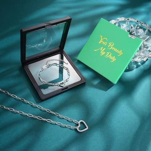 Collier et Bracelets Acier Inoxydable Plaquées Or 18K pour Femme Imperméable Recyclé 100% Chain Argent/Or Reglable Set S