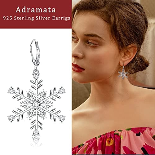 Boucles d'Oreilles de Noël en Argent Sterling 925 Fleur de Neige Bijoux Women's Gifts
