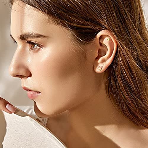 Adramata Acier Chirurgical Oreille Piercing pour Femme 16Pcs 16G Tragus Cartilage Fleur Papillon Conque Helix Bijoux Rec