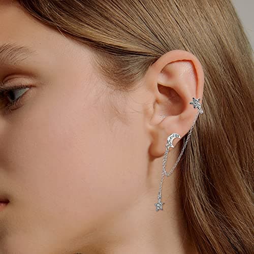 Adramata Boucles d'Oreilles Chaîne Femme Argent Prix Attractive Couleur Épurée