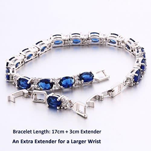 Bracelet GULICX Femme Saphir Cristal Amethyst Oxyde de Zirconium Pour Femme Oxyde de Zirconium Bleu Coupe Romain