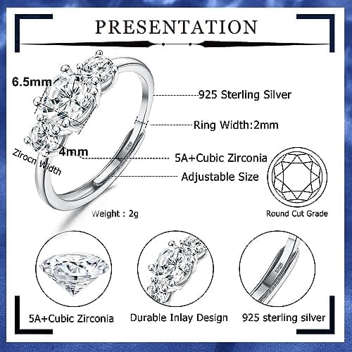 JeweBella Bague Femme Argent 925 Élégante Fiançailles Promesse Mariage Bijoux Femme Anniversaire Amitié