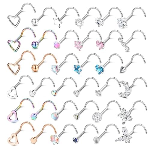 LOLIAS Piercing Nez Acier Chirurgical Femme Screw Piercing Nez Diamond CZ Nostril Piercing Standard 100 — Screw