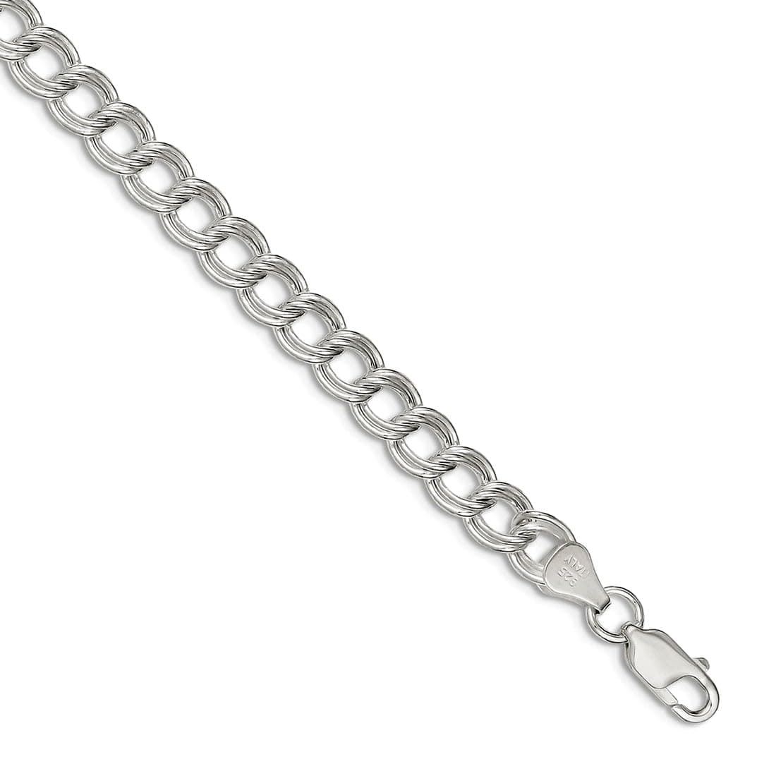 Bracelet en argent sterling 925 poli à double maillon pour femme|Serti de breloques|Scène de homard de 7 mm|Style classi