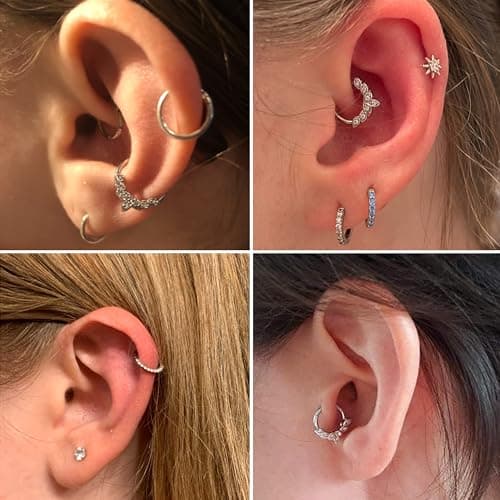 Boucles D'Oreilles Adramata Daith Femme 16G Cartilage Acier Inoxydable Helix Tragus Cerceau Nez Piercing Bijoux Or Rose