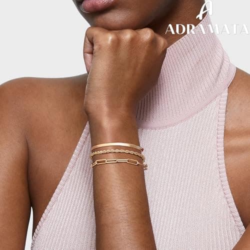 Adramata Platine Or 14K Réglable Empilable Chaîne Bracelet Femme Serpent Fantaisie Argent Or Rose Recyclé 7 Pièces Stand
