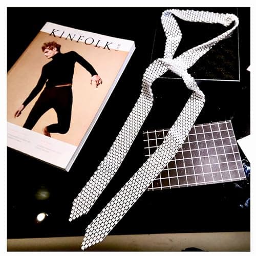 Faruodis long collier pendentif cravate cristal strass superposé femme bijou soirée