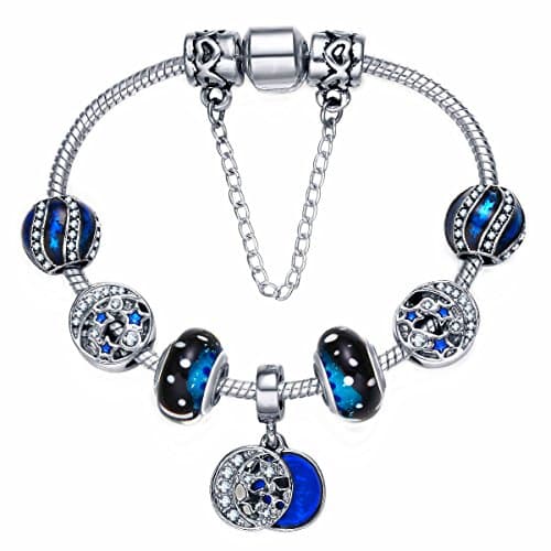 bracelet en argent plaqué presentski pour femme pour anniversaire — Style Bleu Glace 18cm