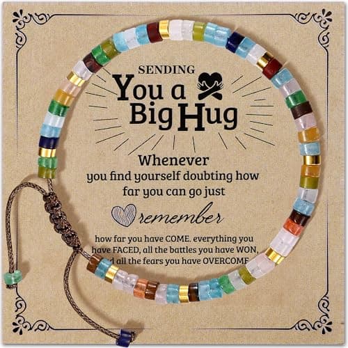 Bracelet Pierre Naturelle Femme Motivation Amitié Fait Main en Cristal Cadeau — Couleur-Carte Étreinte