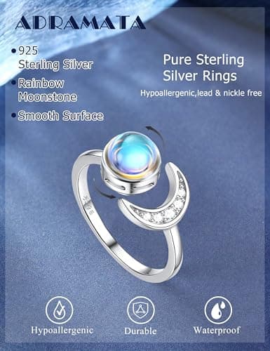 Adramata Bague Anti Stress 925 Sterling Silver Blanc Plaque 18 Carats pour Femme Spinner Ring réglable Anxiety Relief