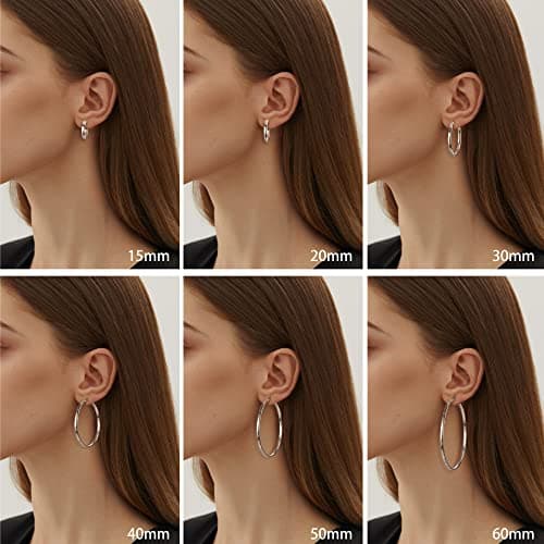 Adramata Boucles d'Oreilles Créoles Argent 14 Carats Plaquées Or Hypoallergéniques pour Femme et Homme  
Adramata Boucle
