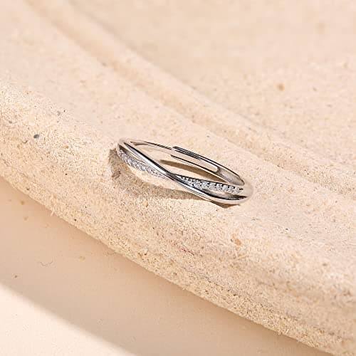 JeweBella Bague Femme Minimaliste en Argent 925 Ortie Réglable Argent/Or/Or Rose pour Mariage Fiançailles Anniversaire