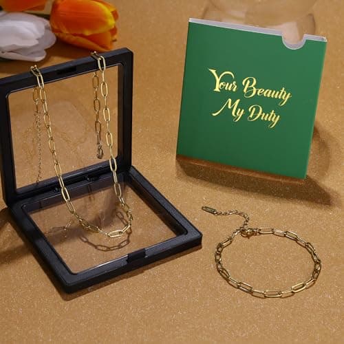 Collier et bracelet d'Adramata en acier inoxydable plaqué or 18K - bijoux empilables et imperméables pour femme