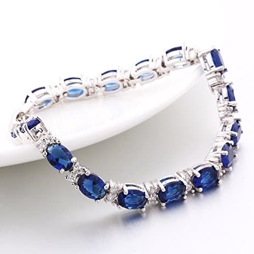 Bracelet GULICX Femme Saphir Cristal Amethyst Oxyde de Zirconium Pour Femme Oxyde de Zirconium Bleu Coupe Romain