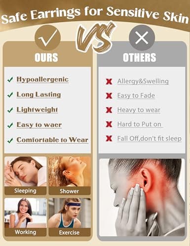 Adramata Boucles d'Oreilles Femme Or Argent Acier Inoxydable 8Pairs Or Argent Piercings Boucles d'Oreilles Femme Clous T