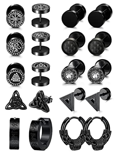 Adramata Piercings Acier Inoxydable Boucles d'Oreilles pour Viking Homme 10 Paire 10mm Cartilage Tragus Recycled Claim S