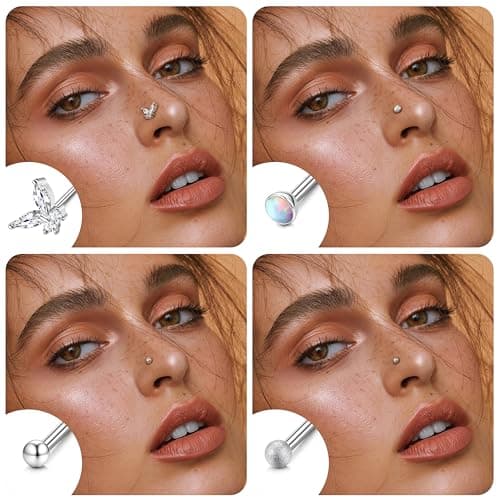 LOLIAS Piercing Nez Acier Chirurgical Femme Screw Piercing Nez Diamond CZ Nostril Piercing Standard 100