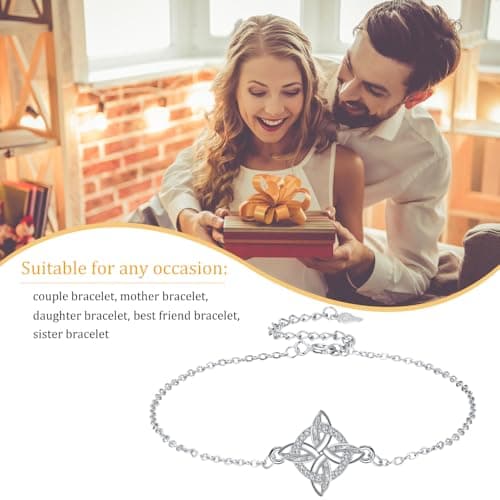 Yinsen Femme Bijou Bracelet Argent Sterling 925 Coeur Pendentif 17+4 cm Noël Anniversaire Cadeau Femmes Filles Soeurs