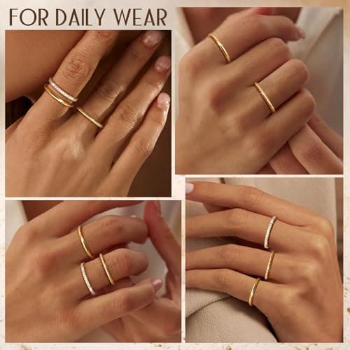 Adramata Or Femmes Bagues 14 Carats Recycled Femmes Bagues Minimalistes Femmes Boho Bagues De Déclaration 3 Pièces 100%
