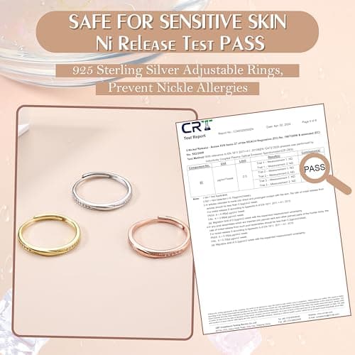JeweBella Bague en Argent 925 Réglable Femme Zircone Classique Minimaliste Bijou
