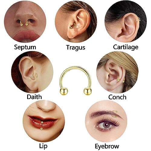 JeweBella Piercings 16 Pièces Nez Anneaux Acier Chirurgical Segment Fer à Cheval 6-12mm  
JeweBella Piercings Anneaux Ne