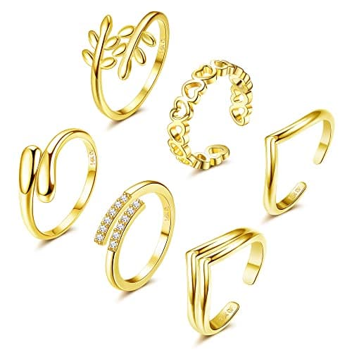 Adramata Or 14 Karat Boucles d'orteil Femmes Coeur de Fleur Or Recyclé Boucles d'orteil Réglables Pour Pieds de Plage Ét