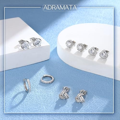 Adramata Boucle d'Oreille Argent 925 Hétéro Sexualité Boucles d'Oreilles Simulé Brillant Zircon Cubique Grandes Creoles